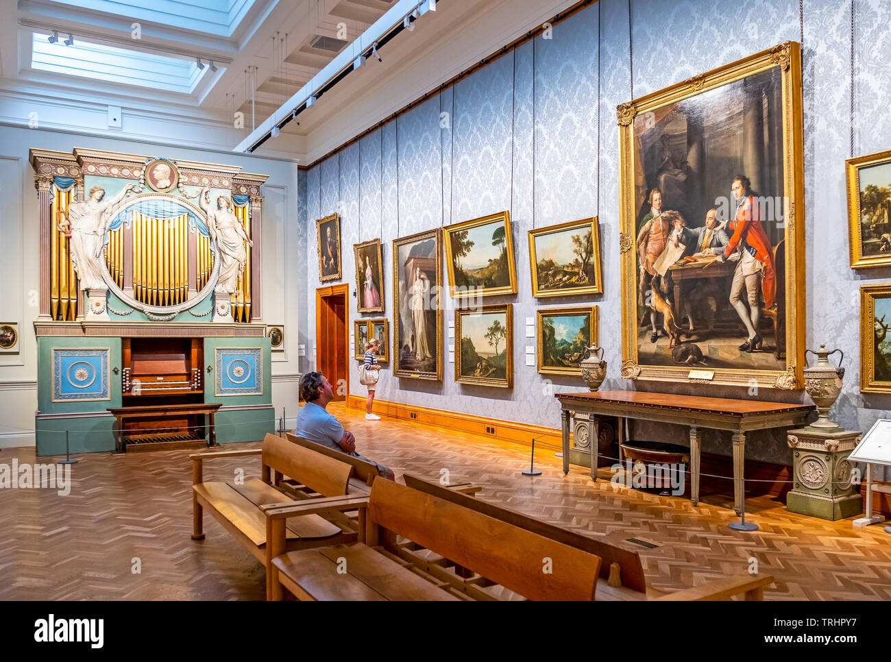 Mostra di antichi maestri in una galleria al Museo Nazionale, Cardiff, Galles Foto Stock