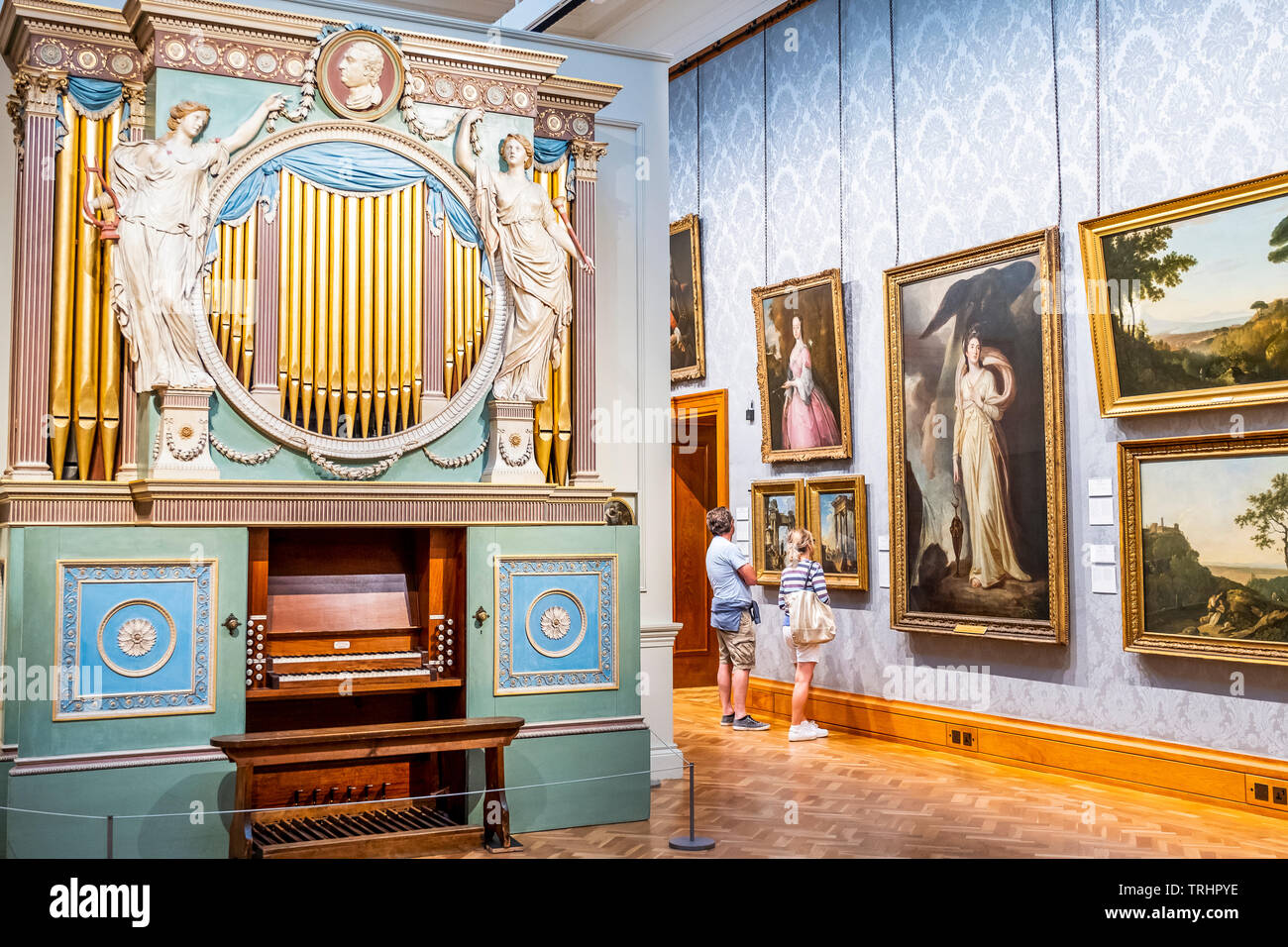 Mostra di antichi maestri in una galleria al Museo Nazionale, Cardiff, Galles Foto Stock