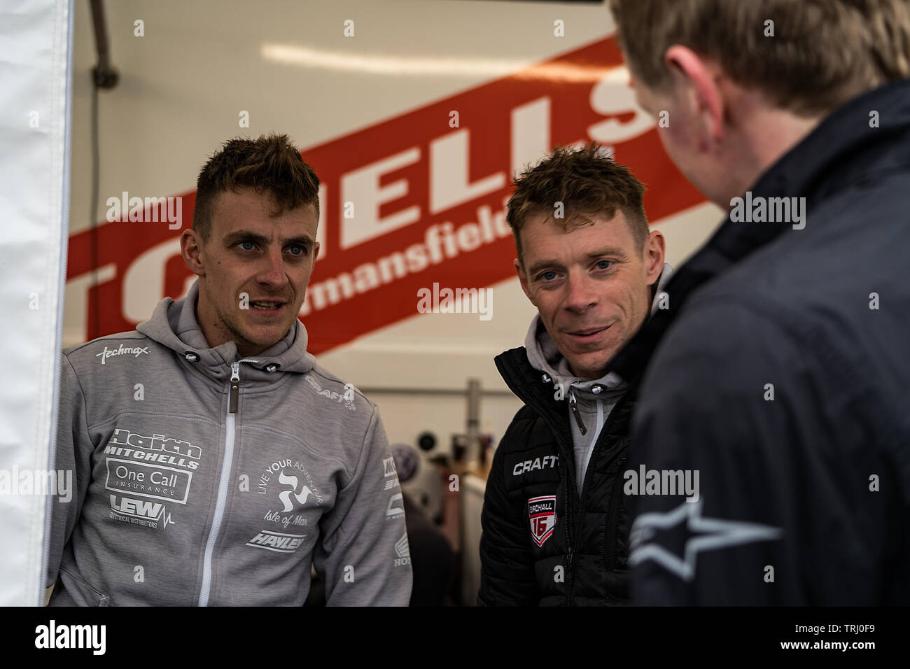 Ben e Tom Birchall. sidecar racers. Isola di Man TT 2019 Foto Stock