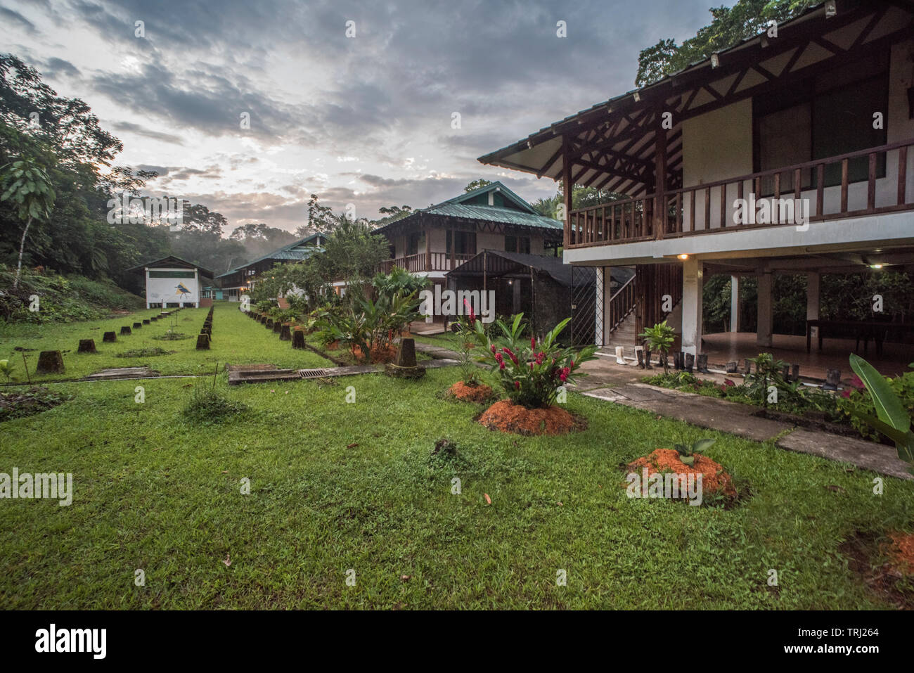 Le strutture a Yasuni stazione di ricerca in Ecuador, biologica a stazione di ricerca nel mezzo della giungla amazzonica. Foto Stock