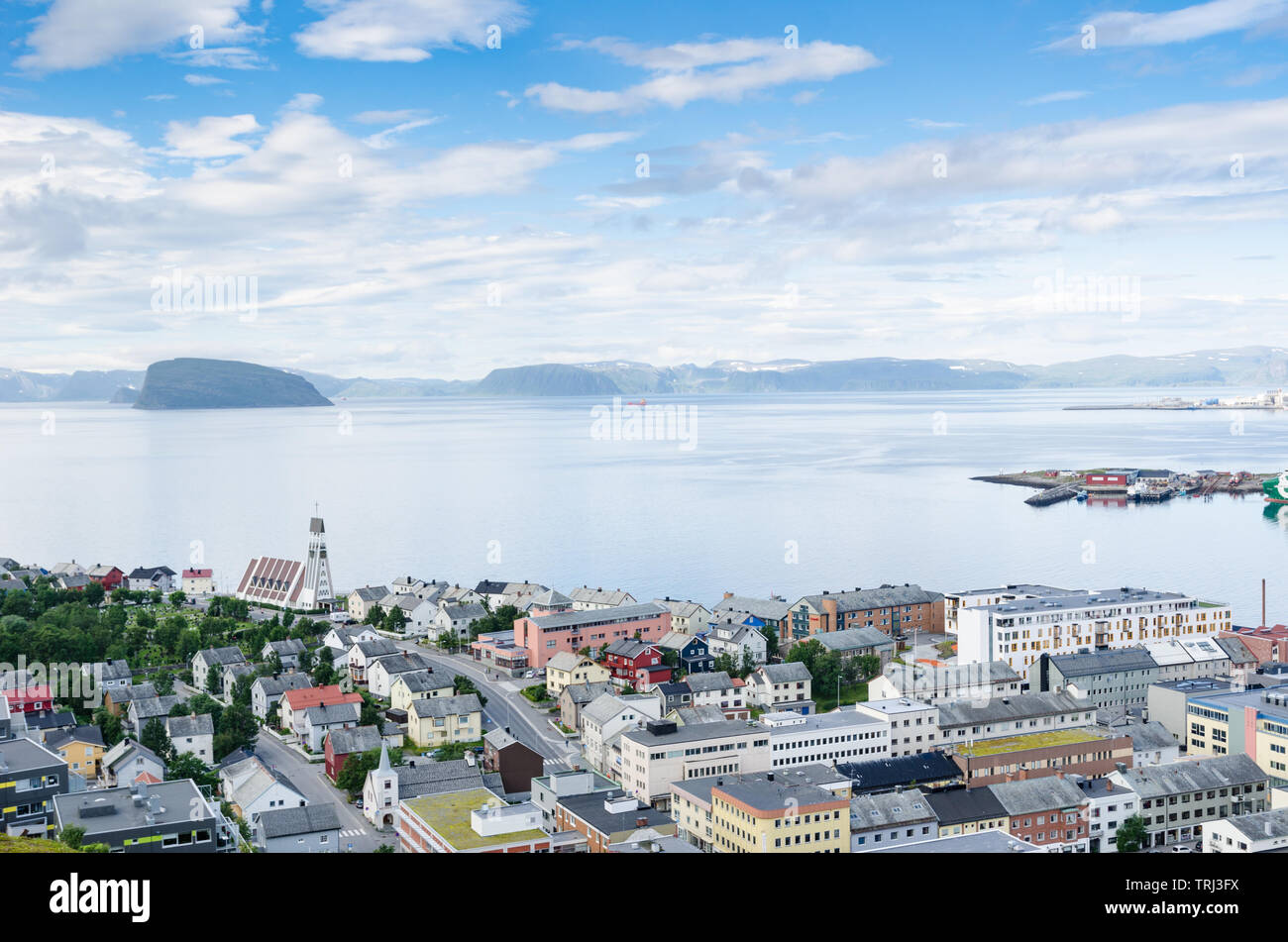 Vista estiva di Hammerfest Foto Stock