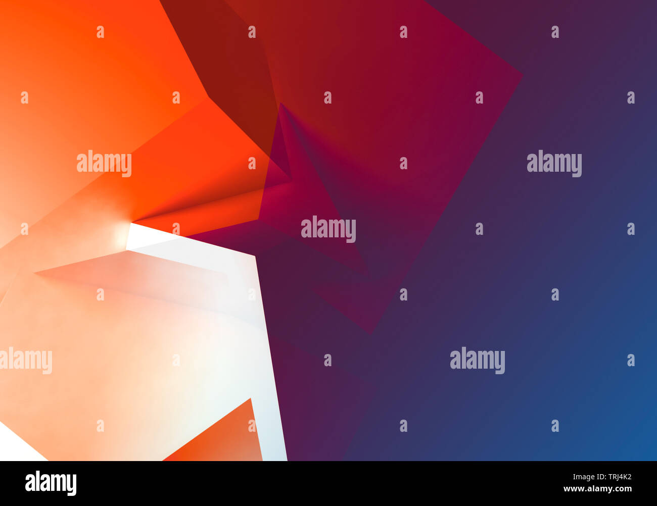 Abstract colorato a basso sfondo poligonale, grafica digitale con doppio effetto di esposizione. 3d illustrazione Foto Stock