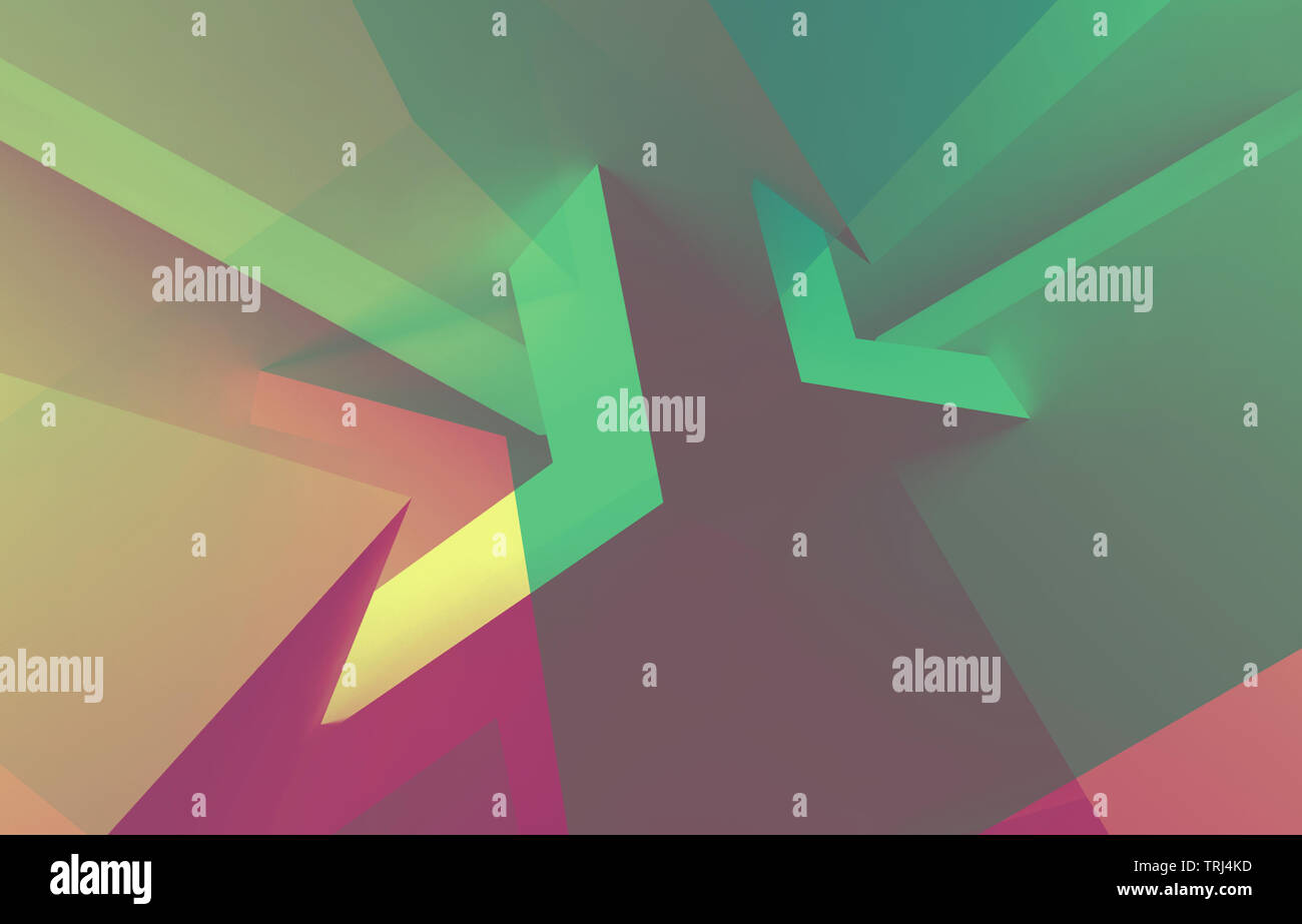 Abstract colorato a basso sfondo poligonale, digital graphic pattern con doppia esposizione effetto. 3D render illustrazione Foto Stock