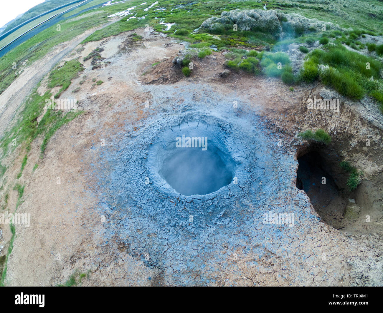 Il vulcano di fango e di primavera calda a Hveragerdi zona geotermica, Islanda Foto Stock