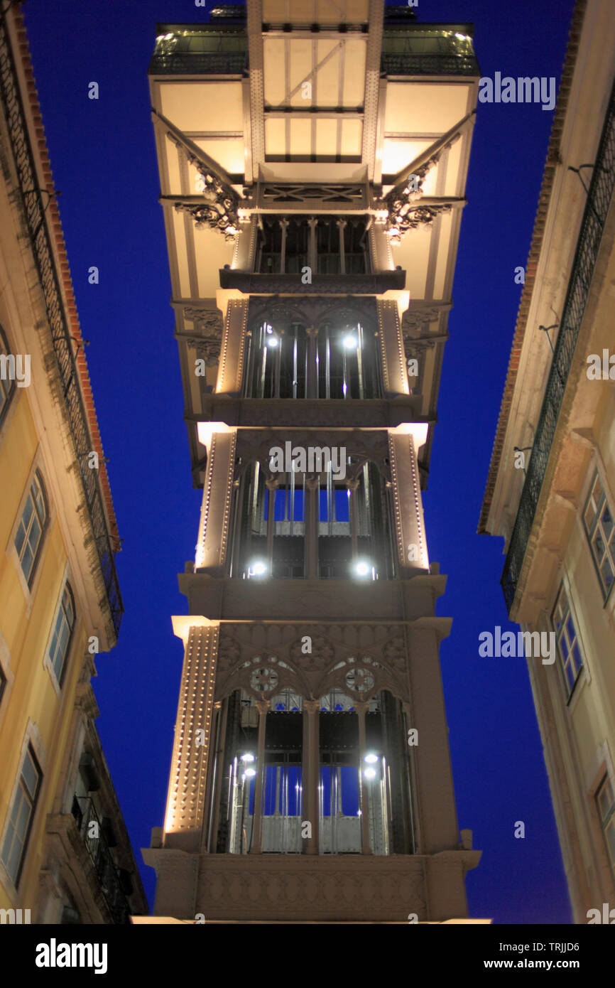 Il Portogallo, Lisbona, Elevador de Santa Justa, ascensore, Foto Stock