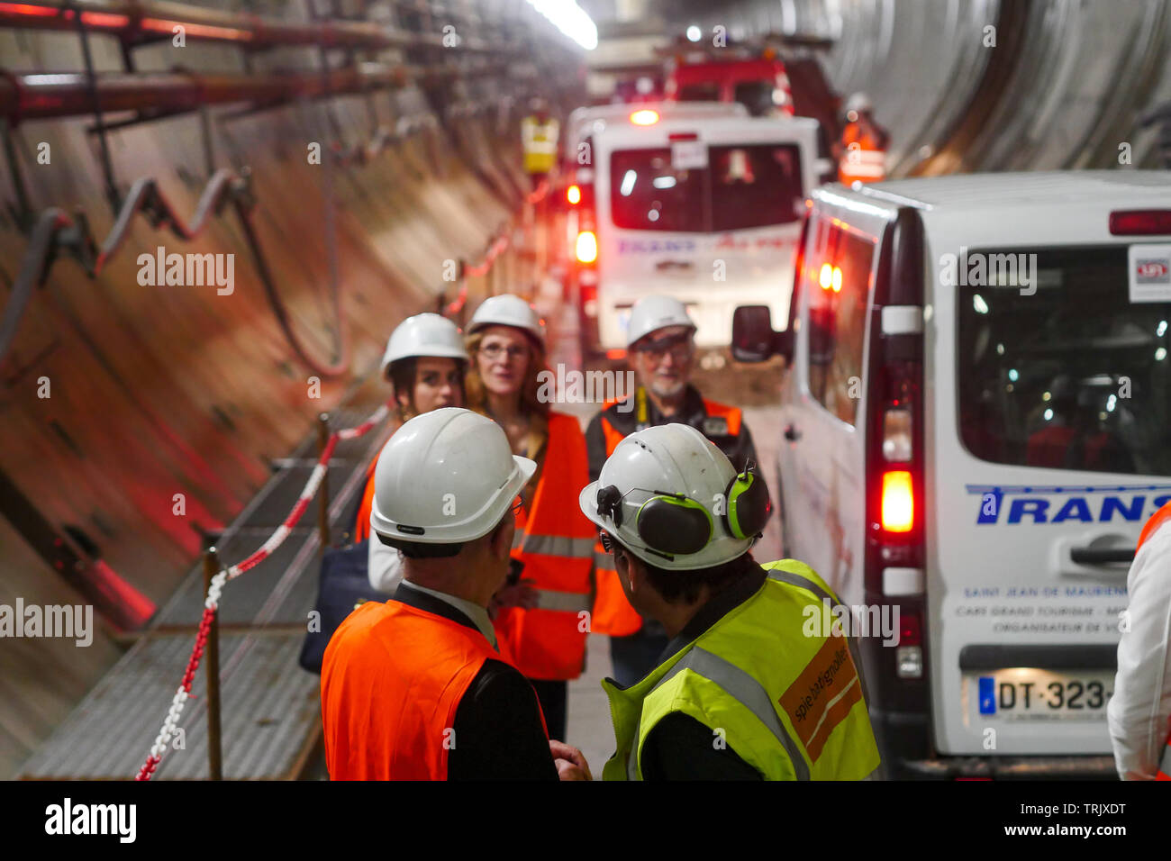 Lione-torino (TAV) ad alta velocità tunnel ferroviario sito in costruzione, Saint-Martin La Porte, Savoie, Auvergne-Rhône-Alpes Regione, Francia Foto Stock