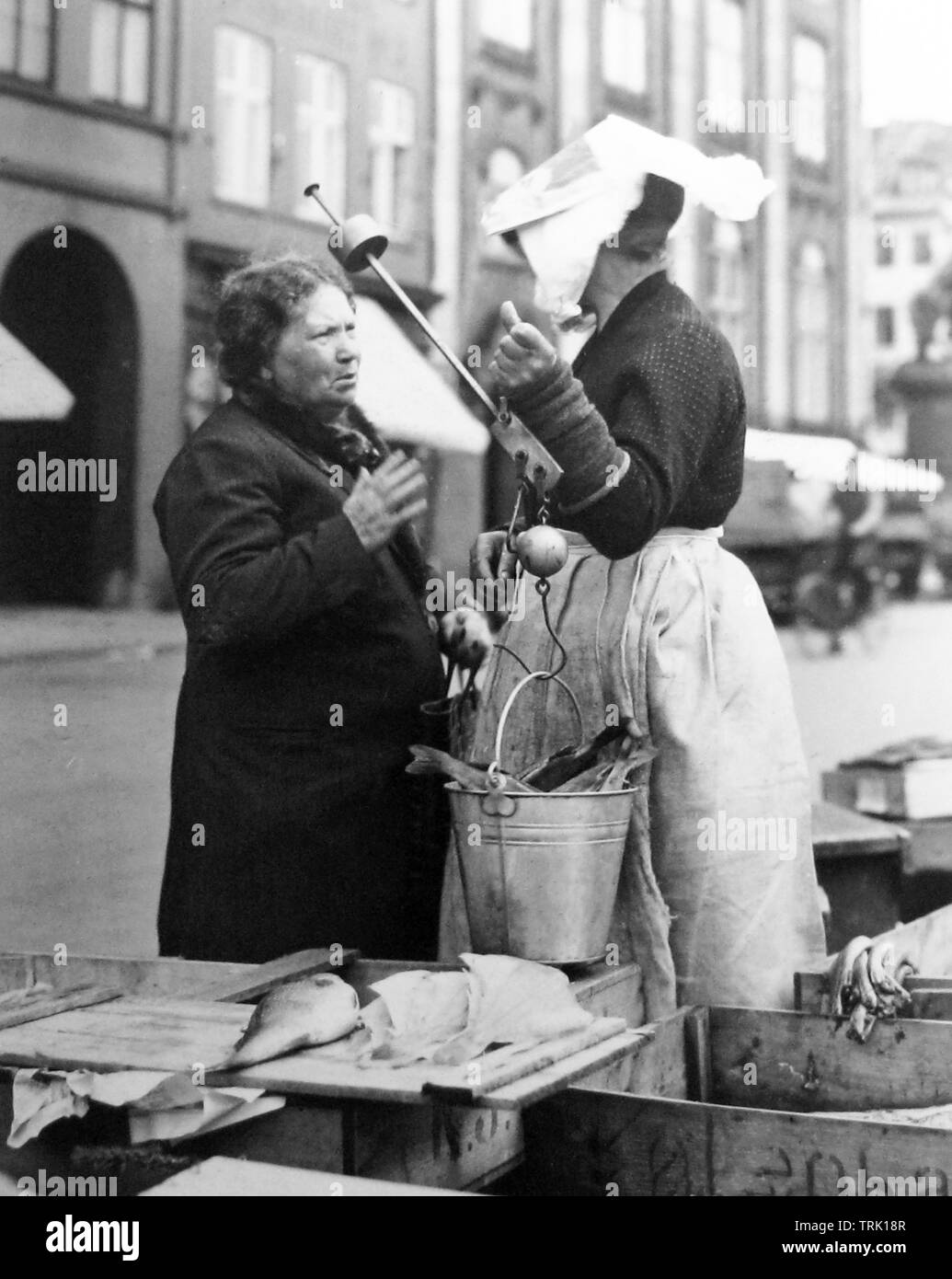 Copenaghen stallo del mercato, probabilmente 1940S, Danimarca Foto Stock