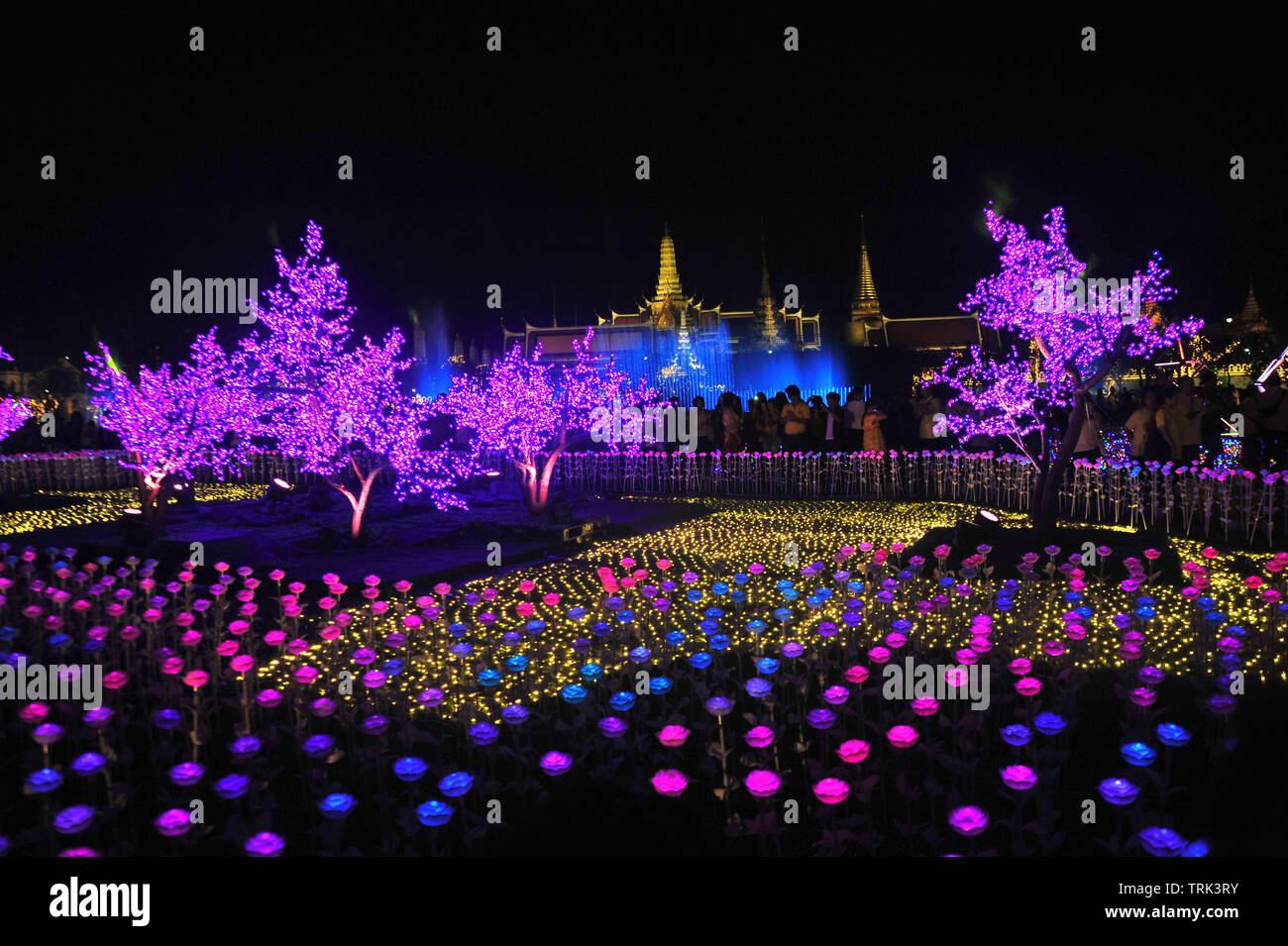 BANGKOK, Tailandia - 28 Maggio 2019 : Multimedia Fontana Acqua luce e suono (la gloriosa grazia di Sua Maestà) mostrano per il re della incoronazione ceremo Foto Stock