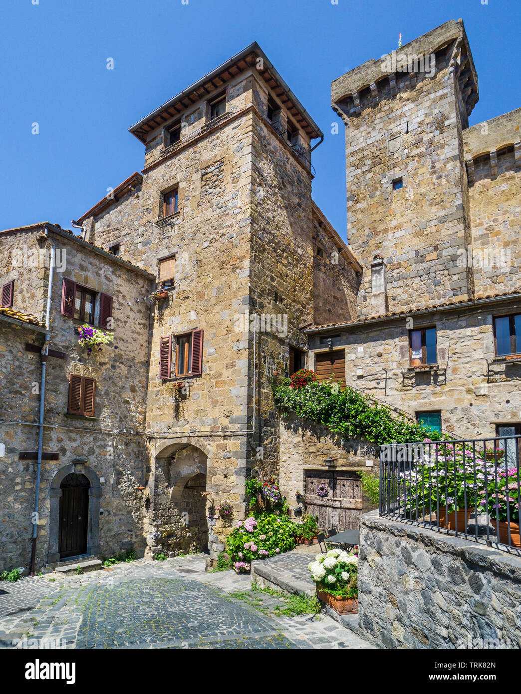 Rocca Monaldeschi della Cervara, Castello di Bolseno, xiii secolo roccaforte della famiglia Monaldeschi, Bolsena, Italia centrale Foto Stock