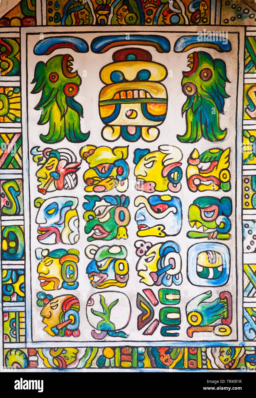 Calendario Maya. Artesania Maya. Penisola dello Yucatan. Messico. Mar Caribe. América. Calendario Maya. Maya artigianato. La penisola dello Yucatan. Messico. Il Caribe Foto Stock