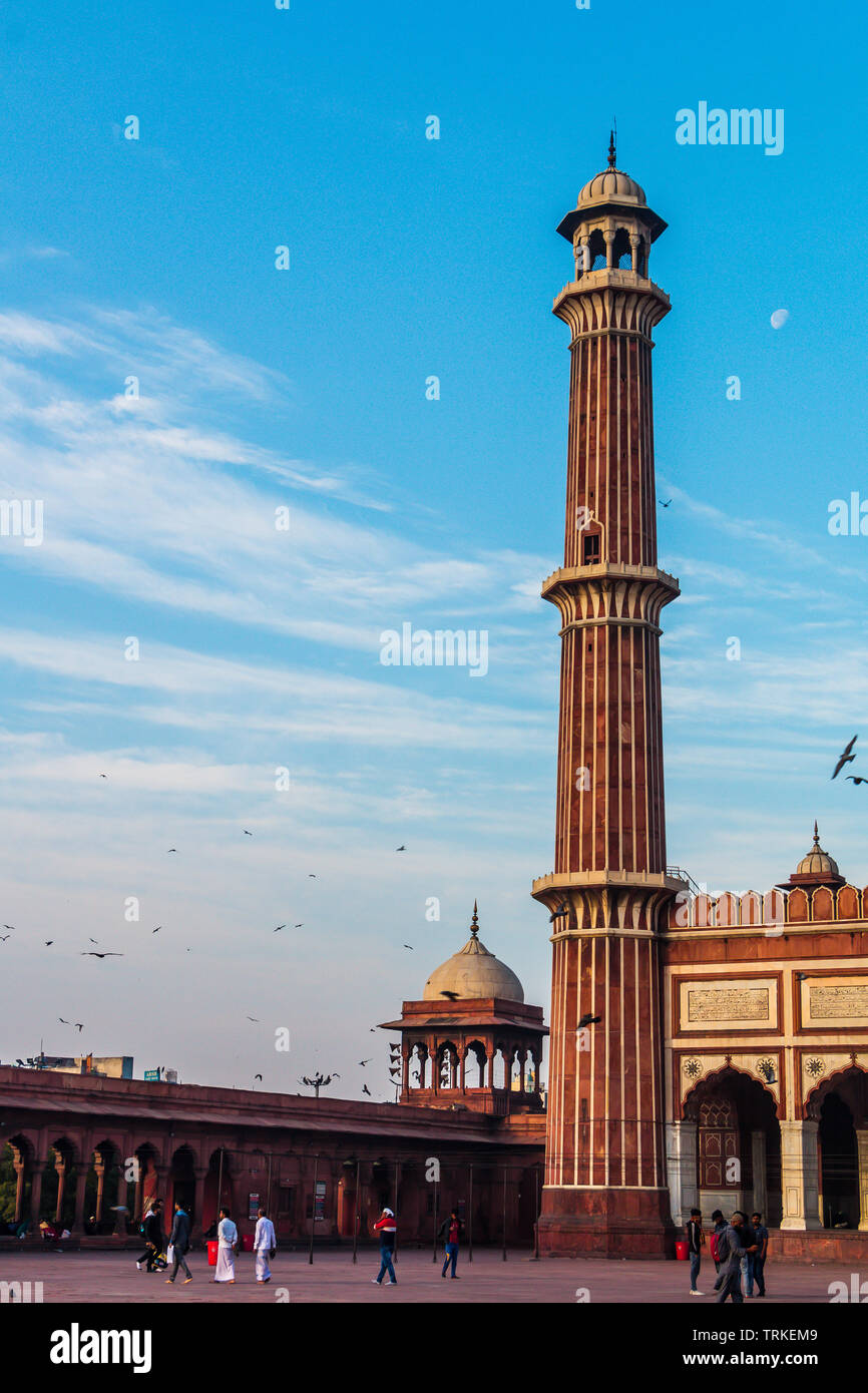 Escursione di un giorno a Jama Masjid, la Vecchia Delhi, India - La più grande moschea di India Foto Stock