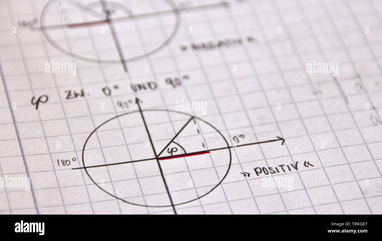 Angolo tra vettori con seno e coseno Foto Stock