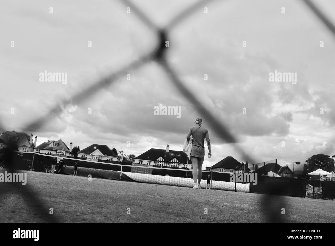 Surbiton, Inghilterra: Femmina giocatore di tennis giocando al 2019 Surbiton Trophy. Foto Stock