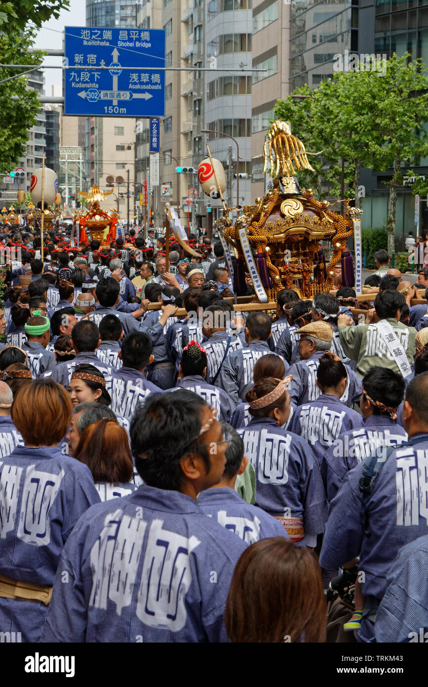 TOKYO, Giappone, 12 Maggio 2019 : Kanda Matsuri (o Kanda Festival) è uno dei più grandi festival Shinto di Tokyo e si svolge nel mese di maggio, negli anni dispari Foto Stock