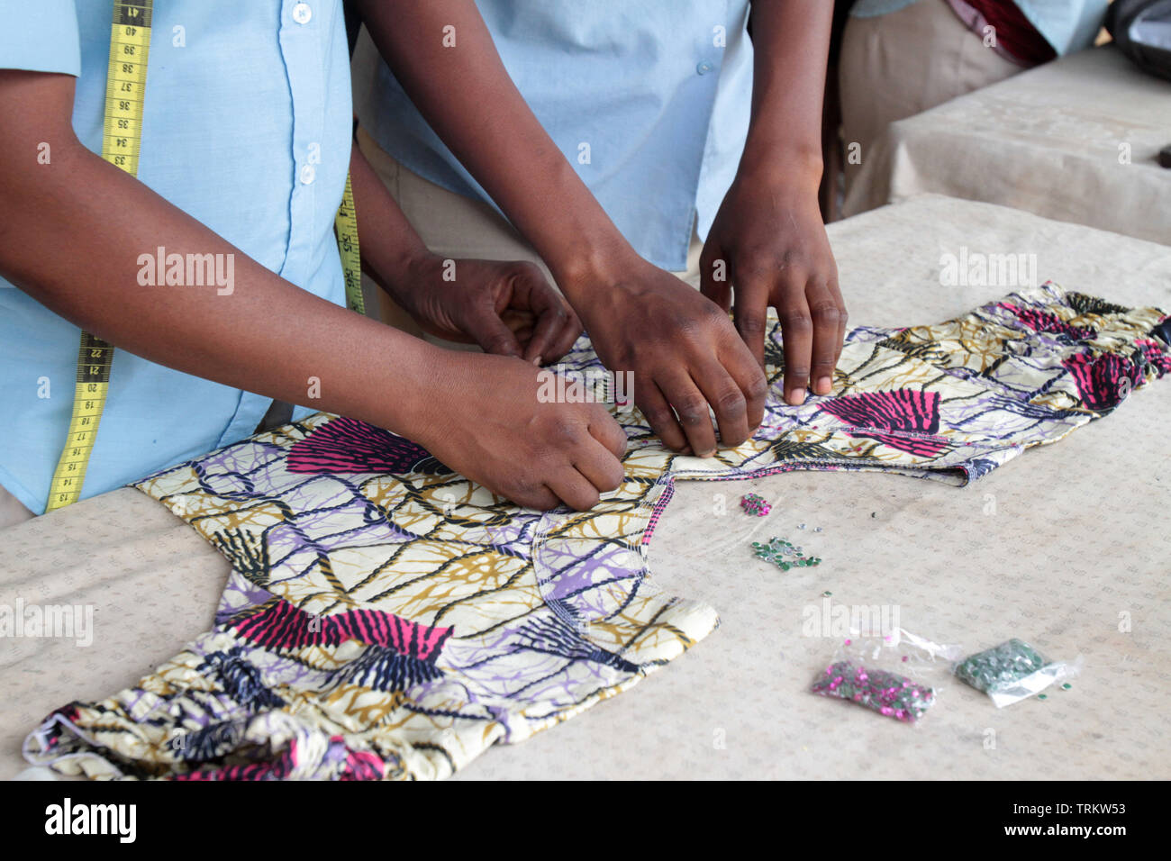 Atelier de couture. Formazione. La convenzione di Lomé. Il Togo. Afrique de l'Ouest. Foto Stock
