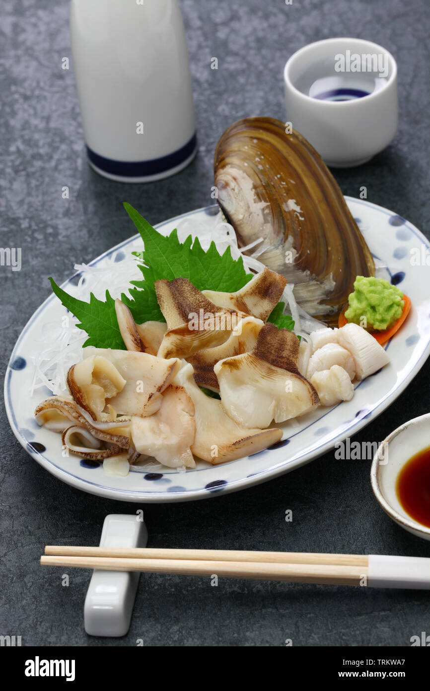 Pacifico vongola rasoio sashimi, cucina giapponese Foto Stock