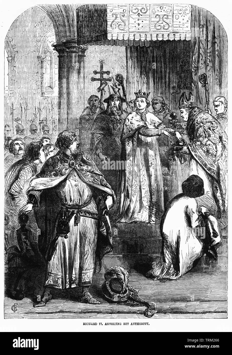 Richard II, affermare la sua autorità, Illustrazione da John Cassell è illustrata la storia dell'Inghilterra, Vol. Ho fin dai primissimi tempi al regno di Edward il quarto, Cassell Petter e Galpin, 1857 Foto Stock