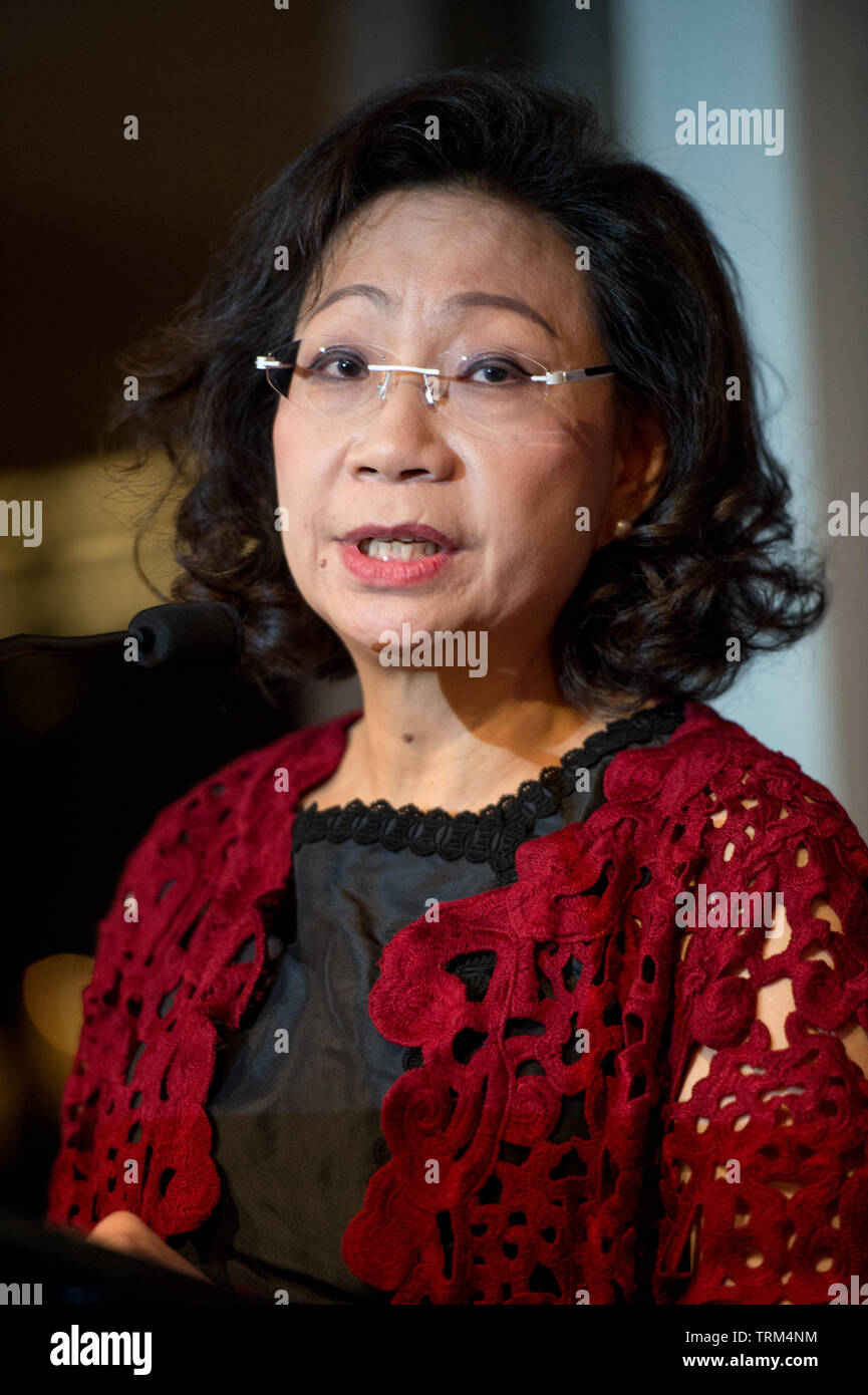 Ad Hong Kong la prima signora onorevole Regina Leung Tong Ching-yee (moglie di CY Leung il Chief Executive di HK )la Donna della Fondazione di Hong Kong Serata di Gala. Foto Stock