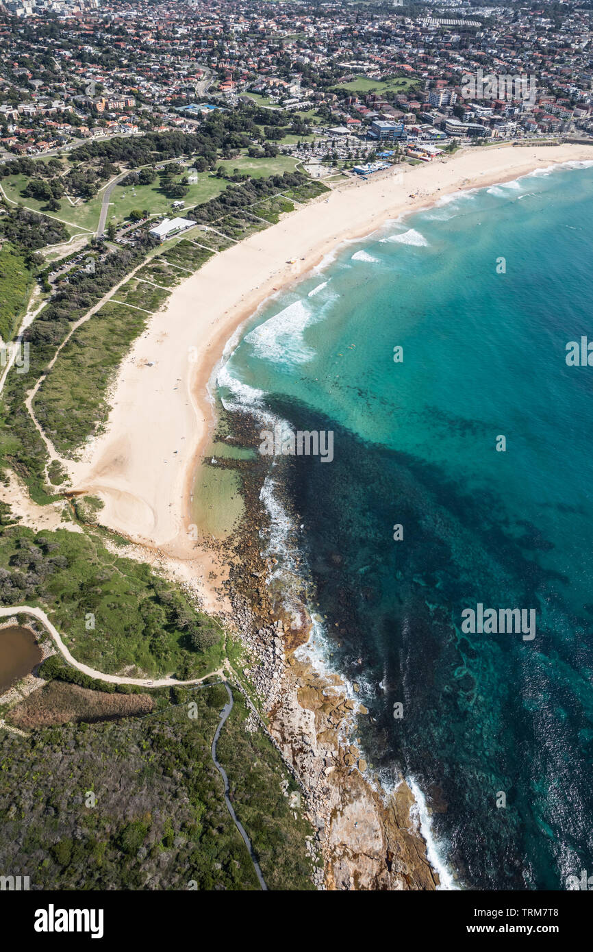 Vista aerea di Maroubra Beach a Sydney Sobborghi Orientali. Maroubra NSW Australia Foto Stock