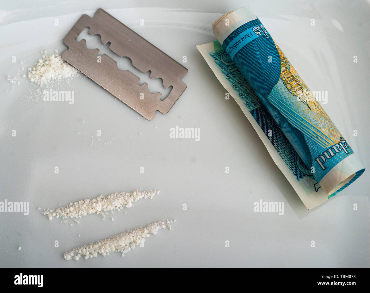 Abuso di cocaina Foto Stock