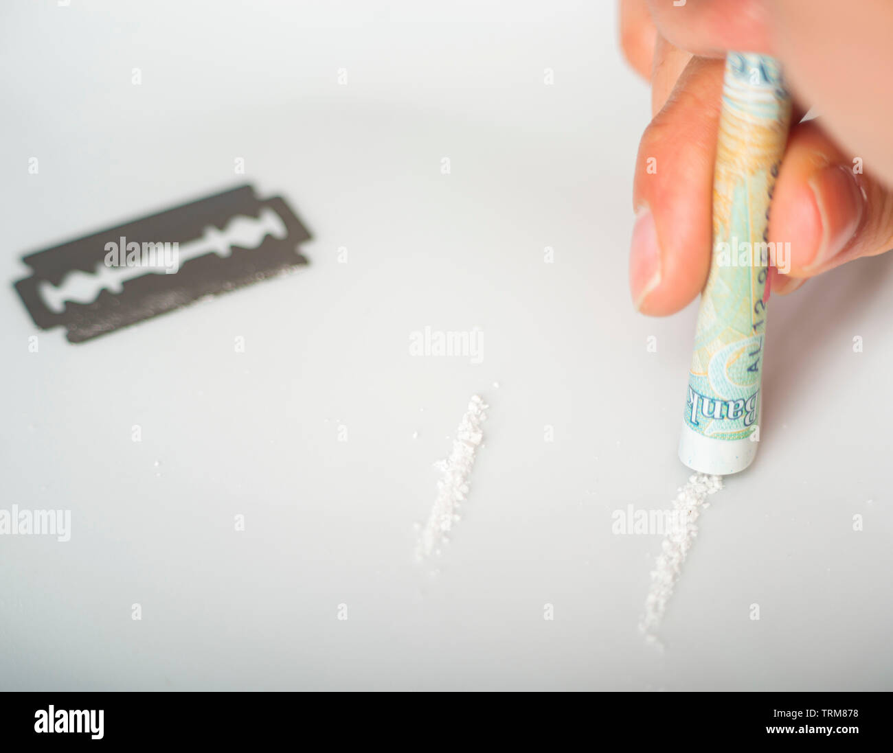 Abuso di cocaina Foto Stock