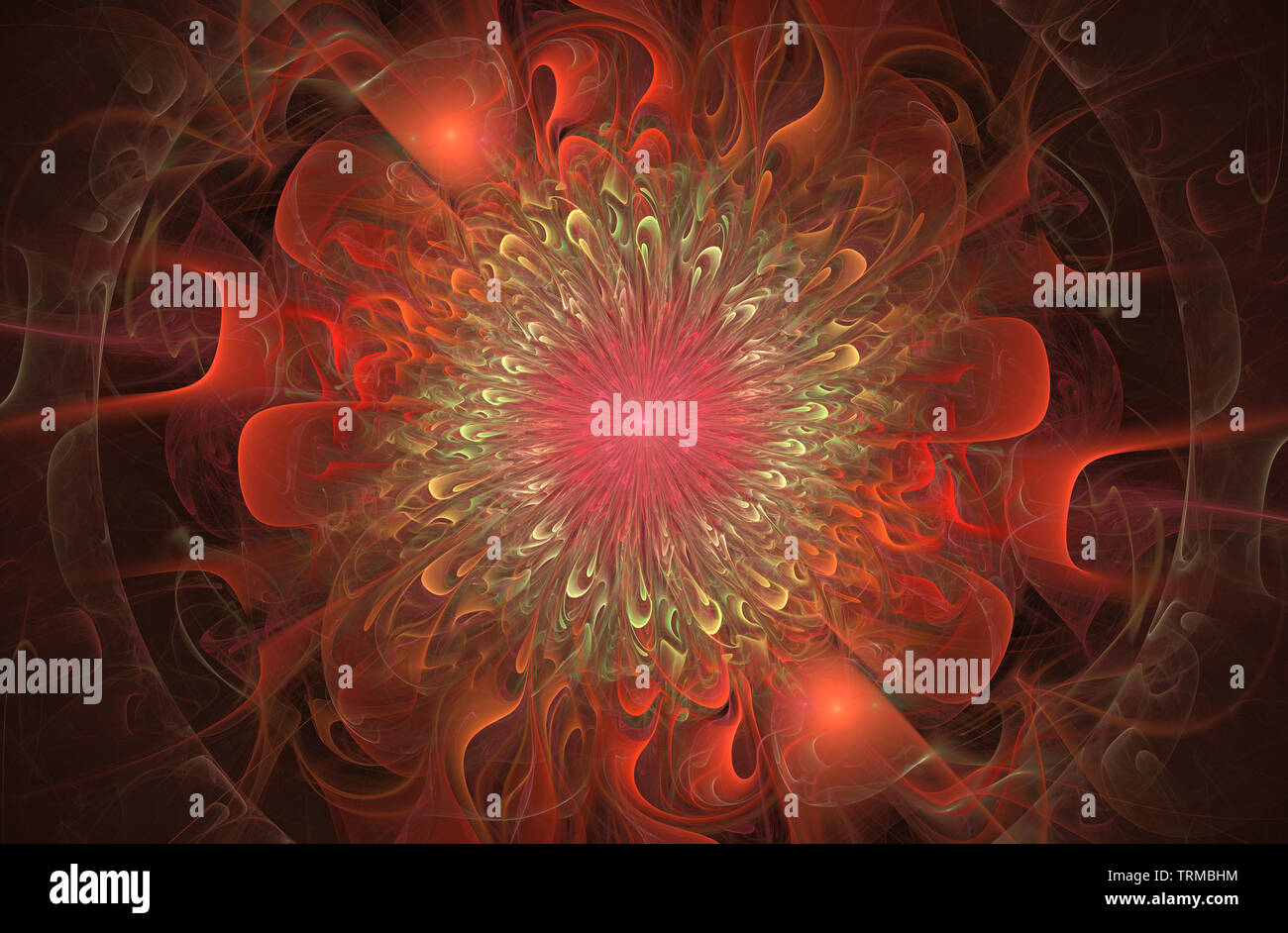 Brillante lucido e esotico motivo floreale. Bellissimo fiore astratto per progetti artistici, schede, business, poster. 3D'illustrazione, generati con il computer frac Foto Stock