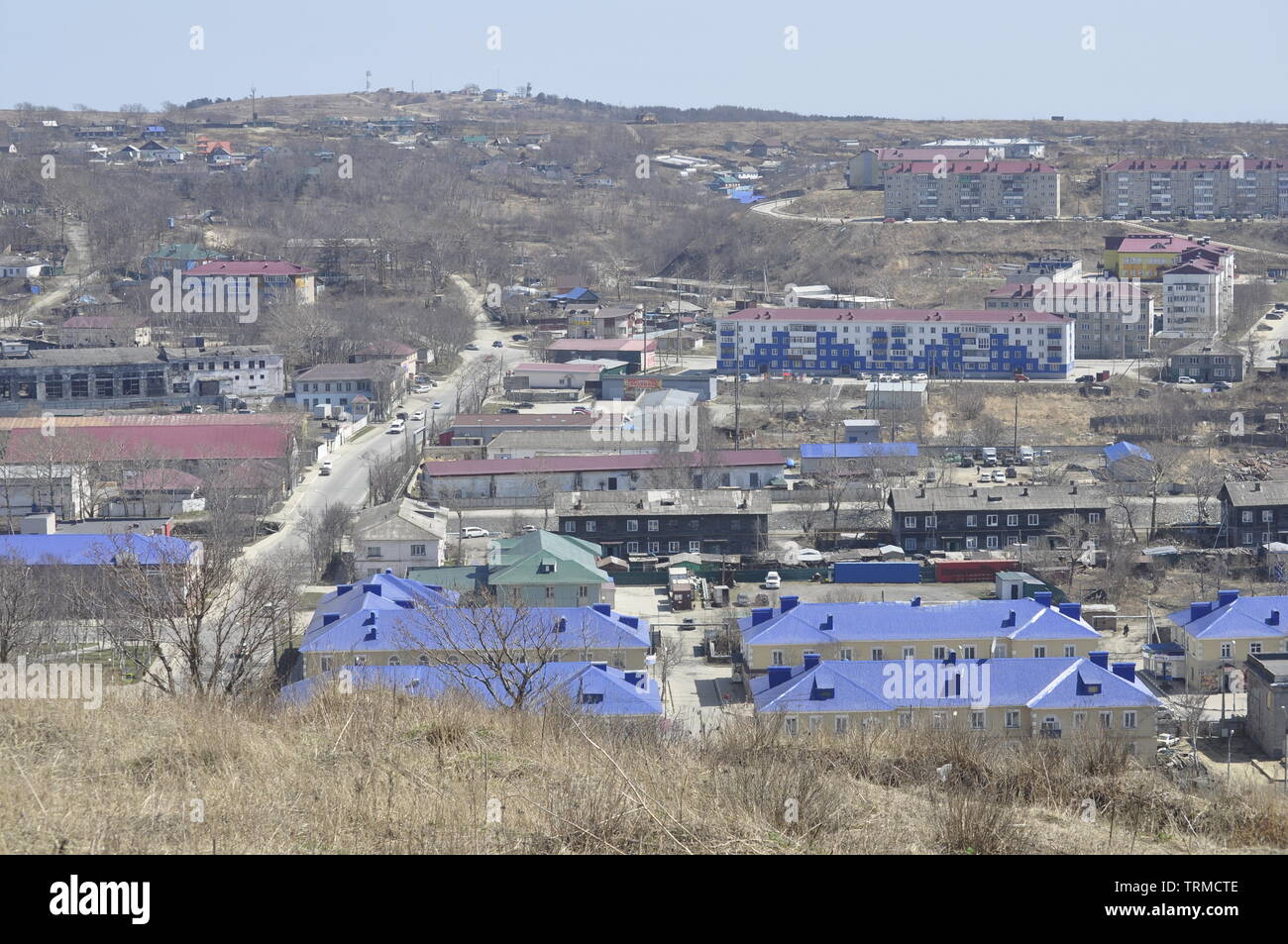 Il porto di Korsakov Aniva sulla baia a sud dell isola di Sakhalin, Far Eastern Russia, Остров Сахалин Foto Stock