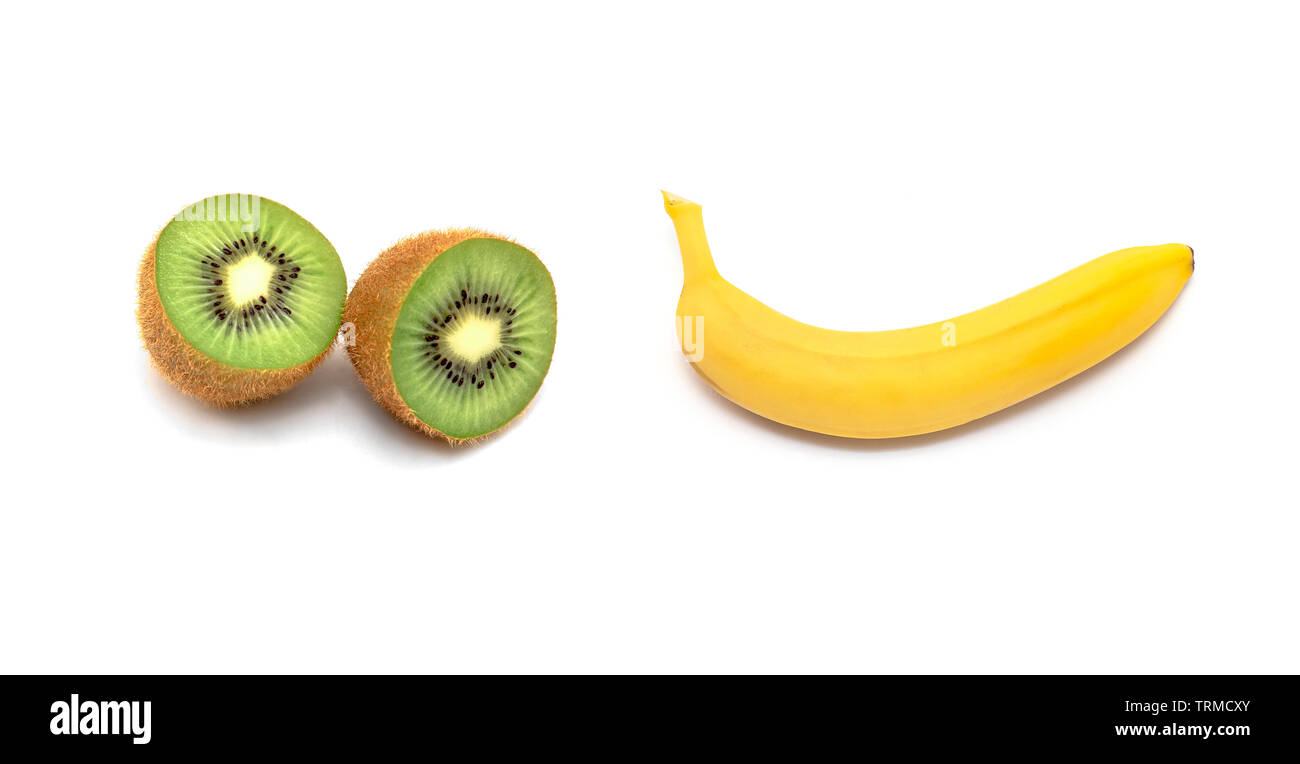 Fila di frutta fresca Kiwi e banana Foto Stock