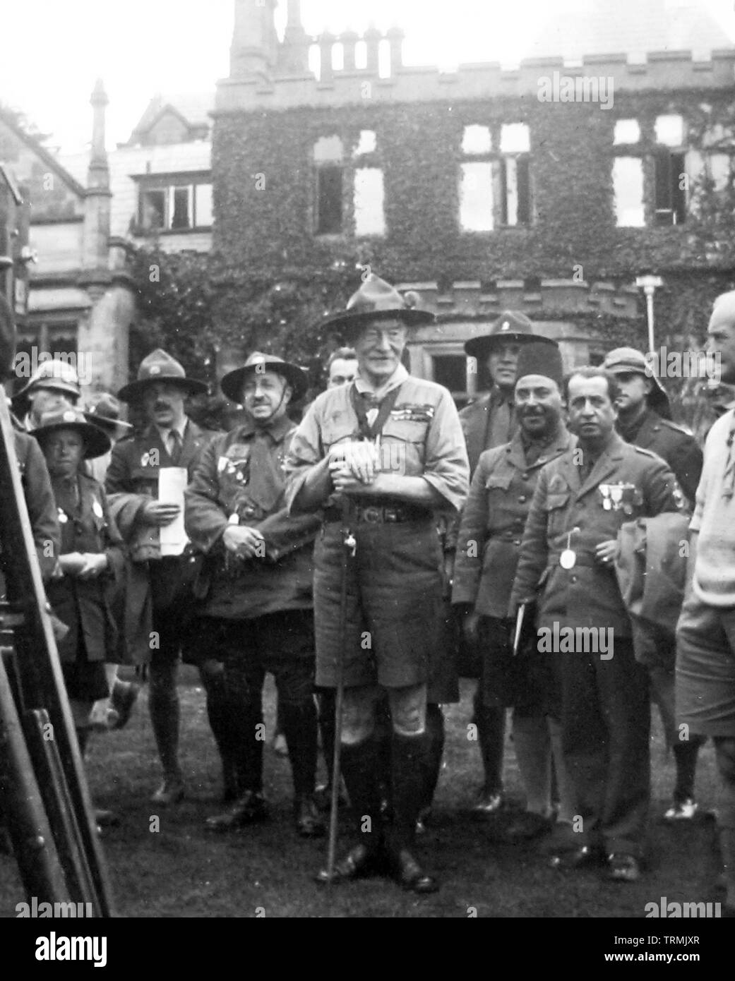 Baden Powell in corrispondenza del terzo mondo Scout Jamboree, Arrowe Park, Upton nel 1929 Foto Stock