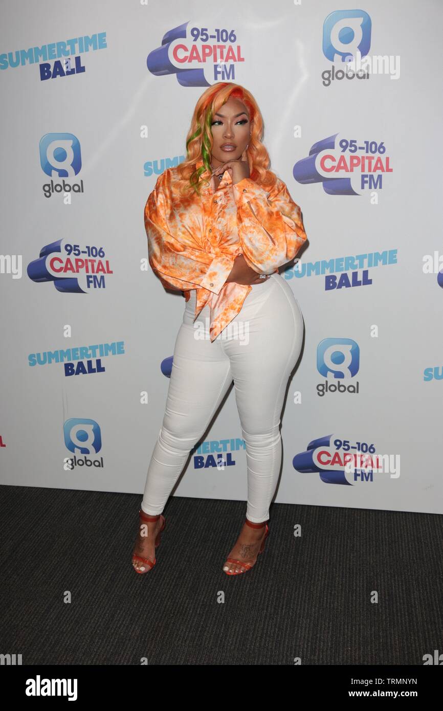 Londra - giu 08, 2019: Stefflon Don assiste il Capital FM Summertime Ball a Londra Foto Stock