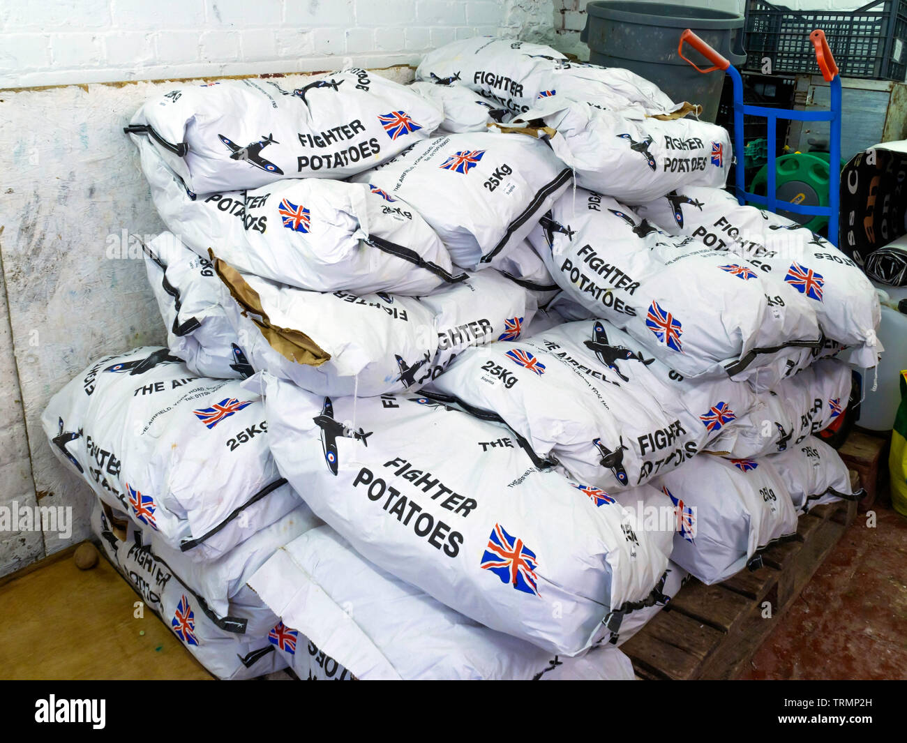 Fighter marca inglese patate utilizzate presso il famoso Club di tonni e pesci Chip shop in Scarborough Foto Stock