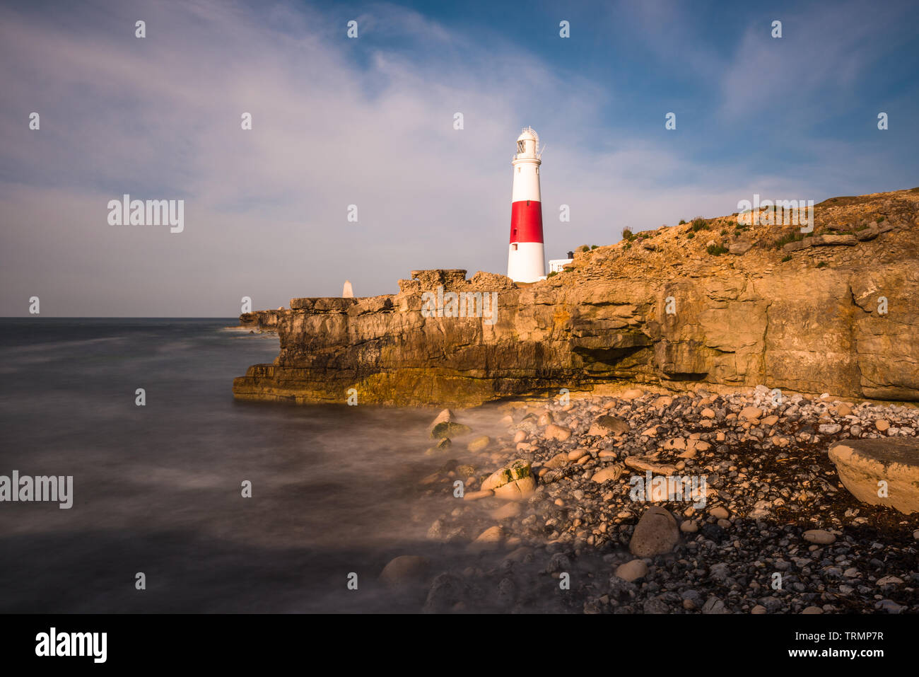 Il faro di Portland Bill sulla isola di Portland vicino a Weymouth Dorset la Jurassic Coast. In Inghilterra. Regno Unito. Foto Stock