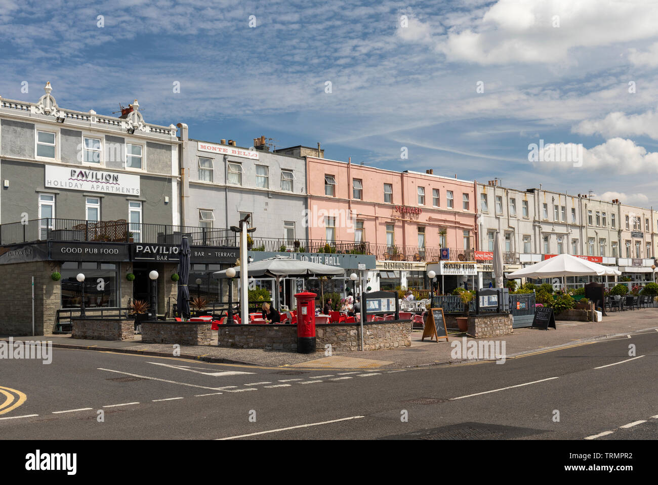 Hotel e ristoranti, Knightstone Road, Weston Super Mare, North Somerset, Inghilterra, Regno Unito Foto Stock