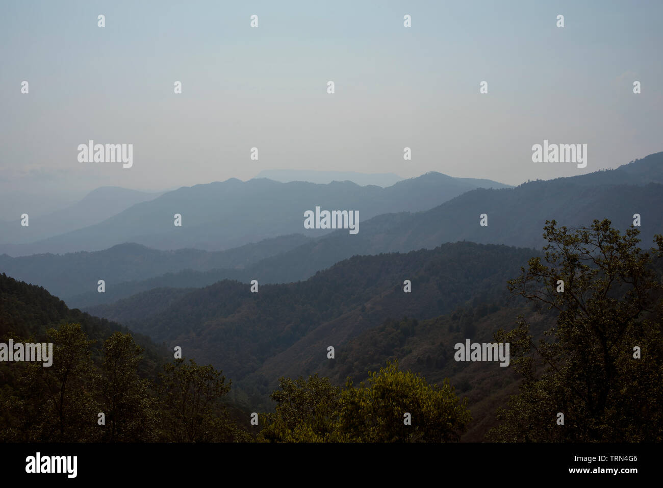 Viste sulla montagna di San José del Pacífico, Stato di Oaxaca, Messico. Maggio 2019 Foto Stock