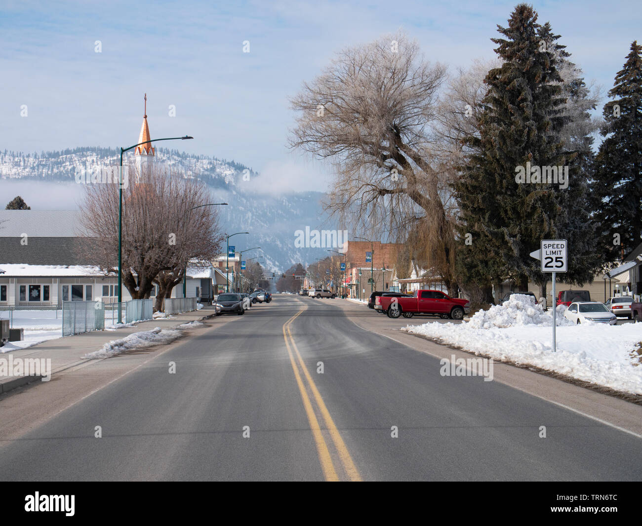 Chewelah Washington Stati Uniti Strada invernale Foto Stock