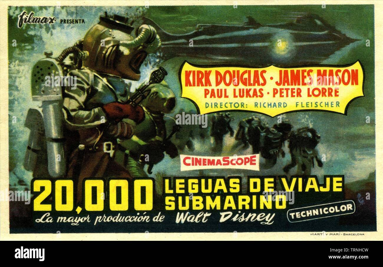 20.000 leghe sotto i mari 1954 Director Richard Fleischer romanzo di Jules Verne Walt Disney Productions / Buena Vista Film Distribution Company Foto Stock