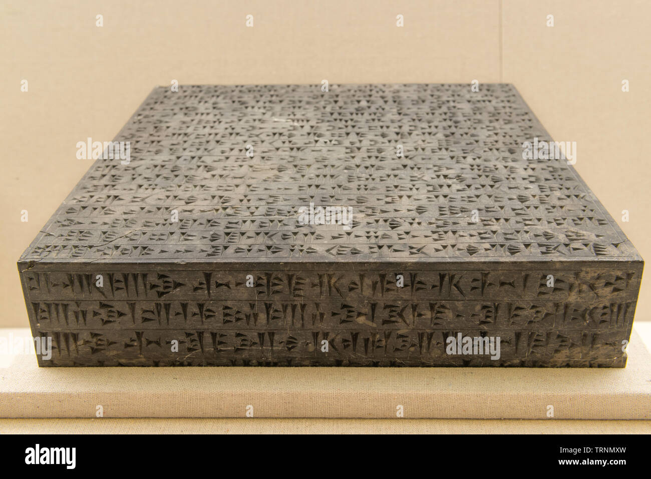 Elamite iscrizione cuneiforme Pietra di Dario il Grande, sul fondamento di Apadana Palace con il nome di 22 nazioni diverse. Ca. 520 BC, Foto Stock