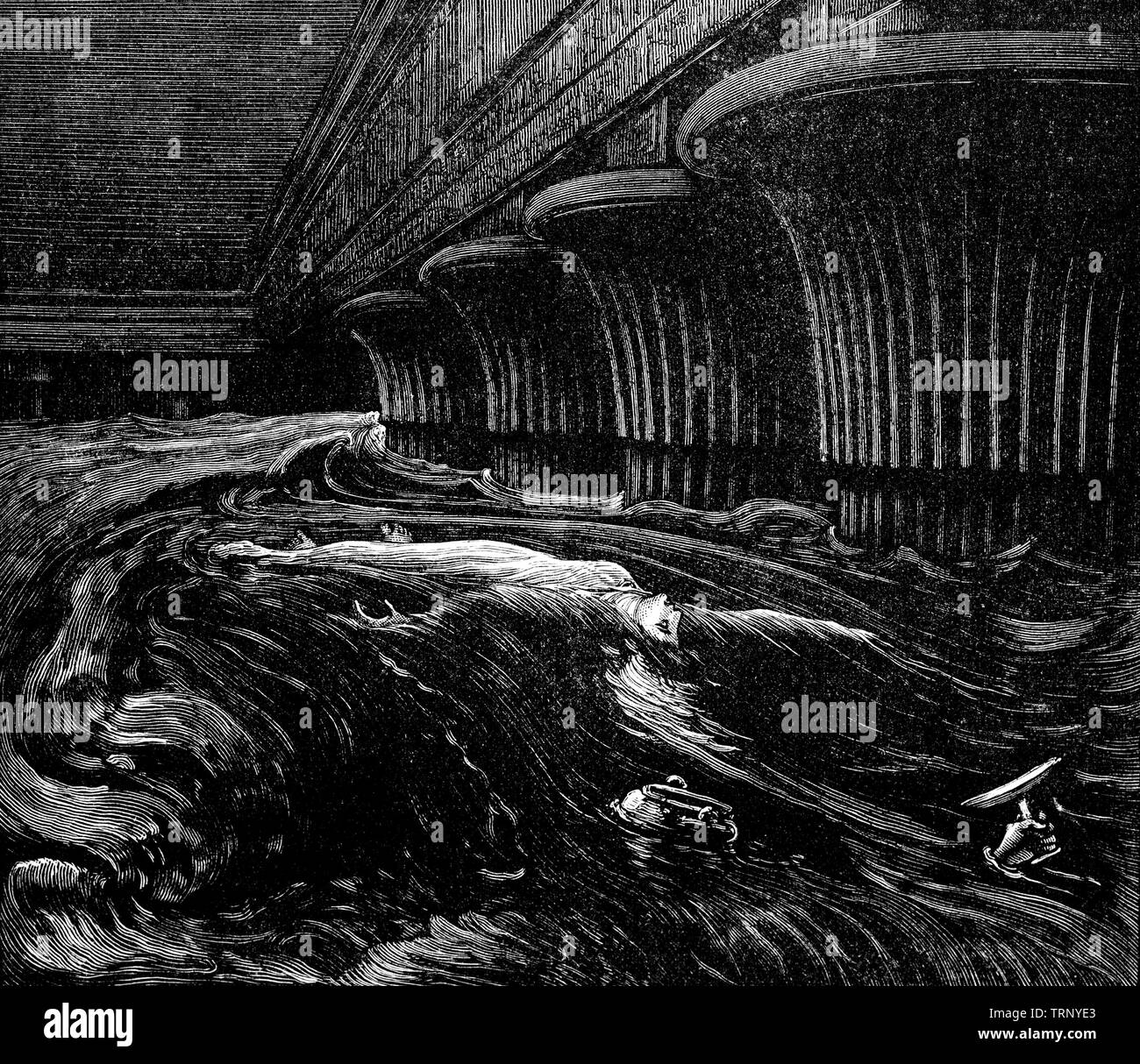 Nitocris, viene rivendicata per essere stato l'ultimo faraone dell antico Egitto la sesta dinastia durante la transizione tra il Vecchio Regno e Primo Periodo Intermedio, circa 2181BC. Secondo Erodoto, ha costruito una spaziosa camera sotterranea e sulla pretesa di inaugurare, gettò un banchetto, invitando tutti coloro che lei sapeva di essere stato il responsabile dell uccisione di suo fratello. Improvvisamente come sono state mangiando, lasciò il fiume in su di loro per mezzo di un grande segreto condotto e di evitare gli altri cospiratori, si suicidò. Foto Stock