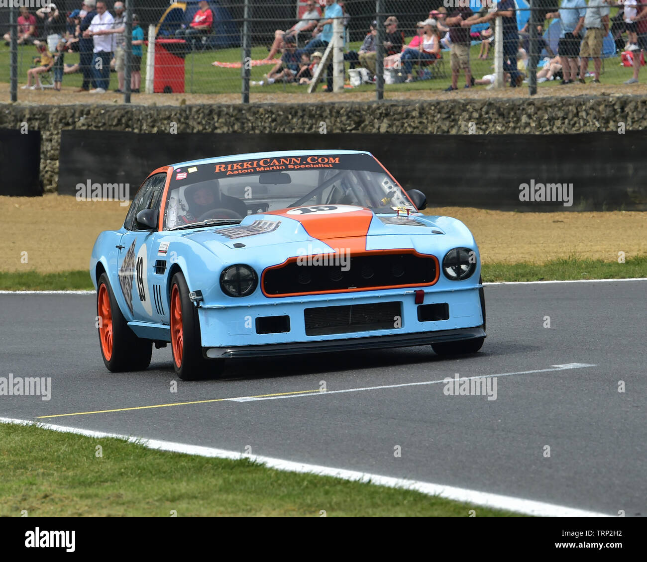 Rikki Cann, Aston Martin V8, Bernies V8s, Classic noi muscolo auto, American Speedfest VII, Brands Hatch, giugno 2019, automobili, Autosport, automobili, circuiti Foto Stock