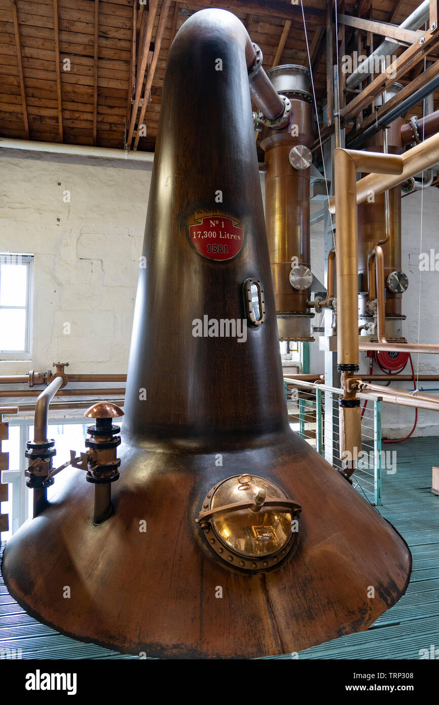 Vista ancora a Bruichladdich distilleria sull isola di Islay nelle Ebridi Interne della Scozia, Regno Unito Foto Stock