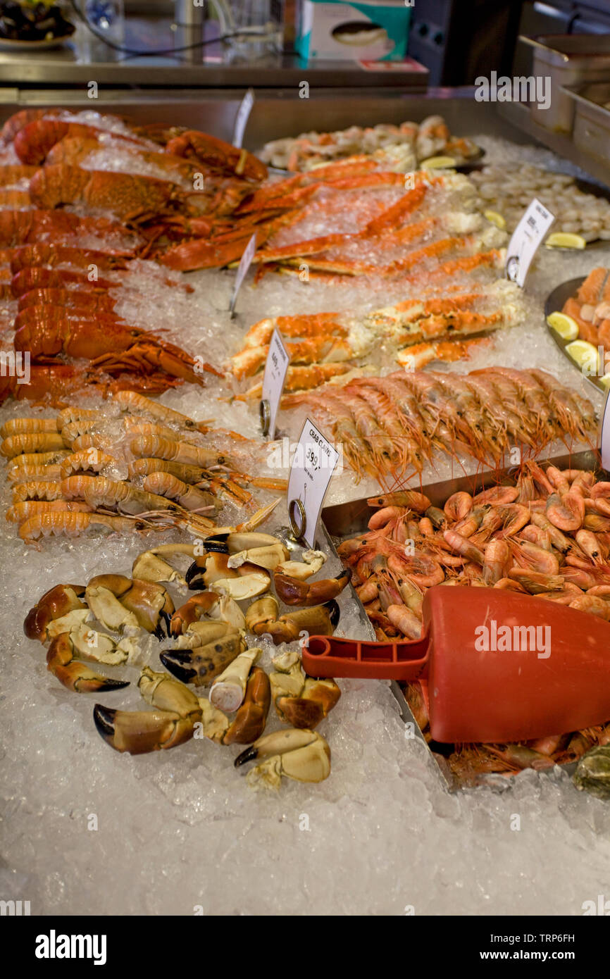 Mercato del pesce in Target St, Bergen, Norvegia Foto Stock