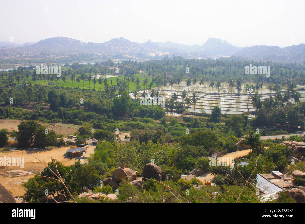 Paesaggio naturale mozzafiato di Hampi, Karnataka, India Foto Stock