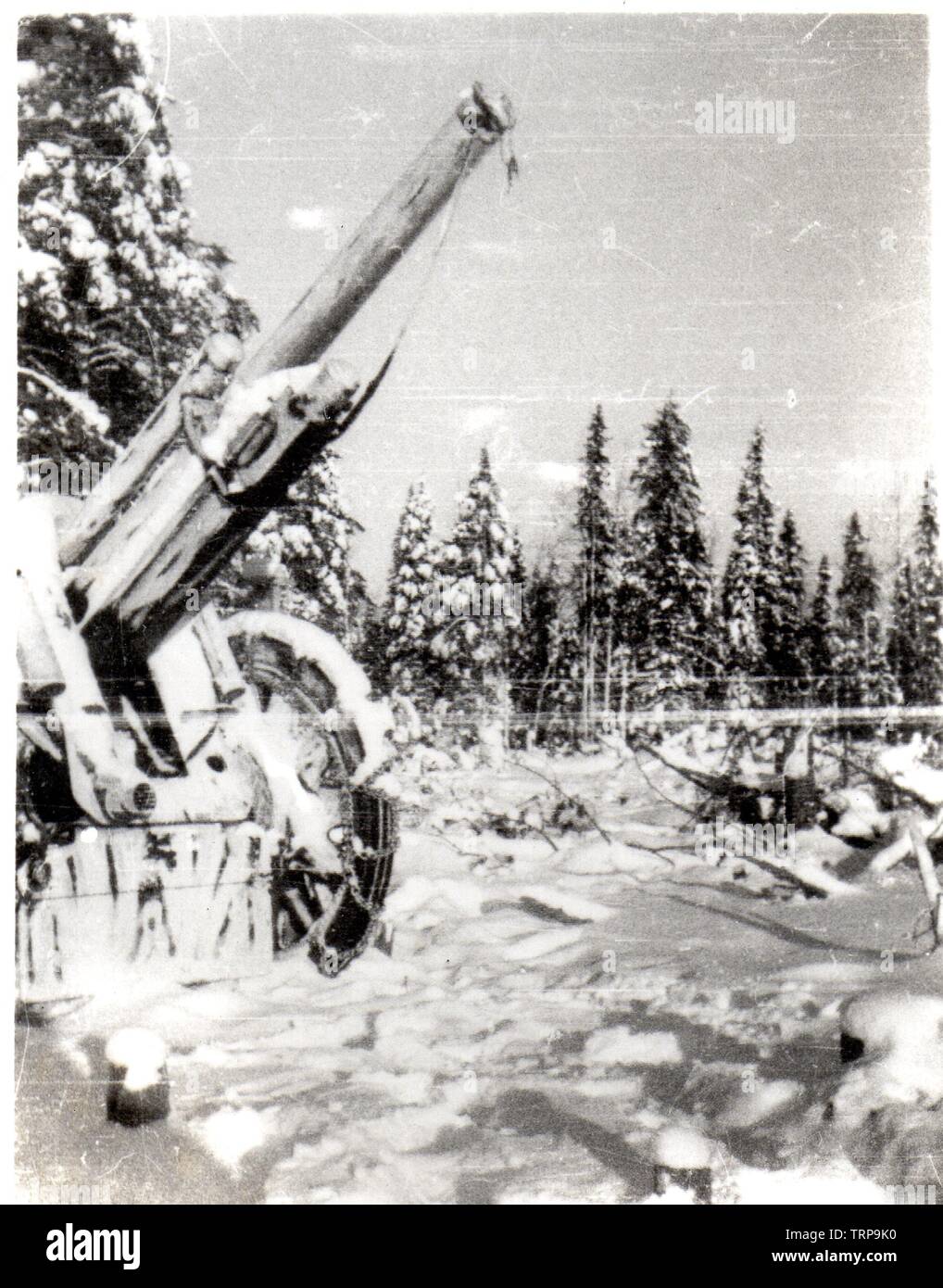 Tedesco Campo di artiglieria obice nella facciata nord inverno Foto Stock