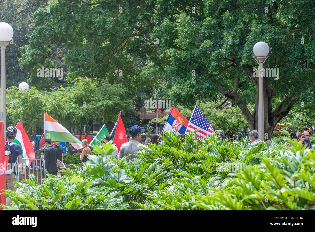 Sydney CBD area e hide park persone celebrano la giornata australiana Foto Stock