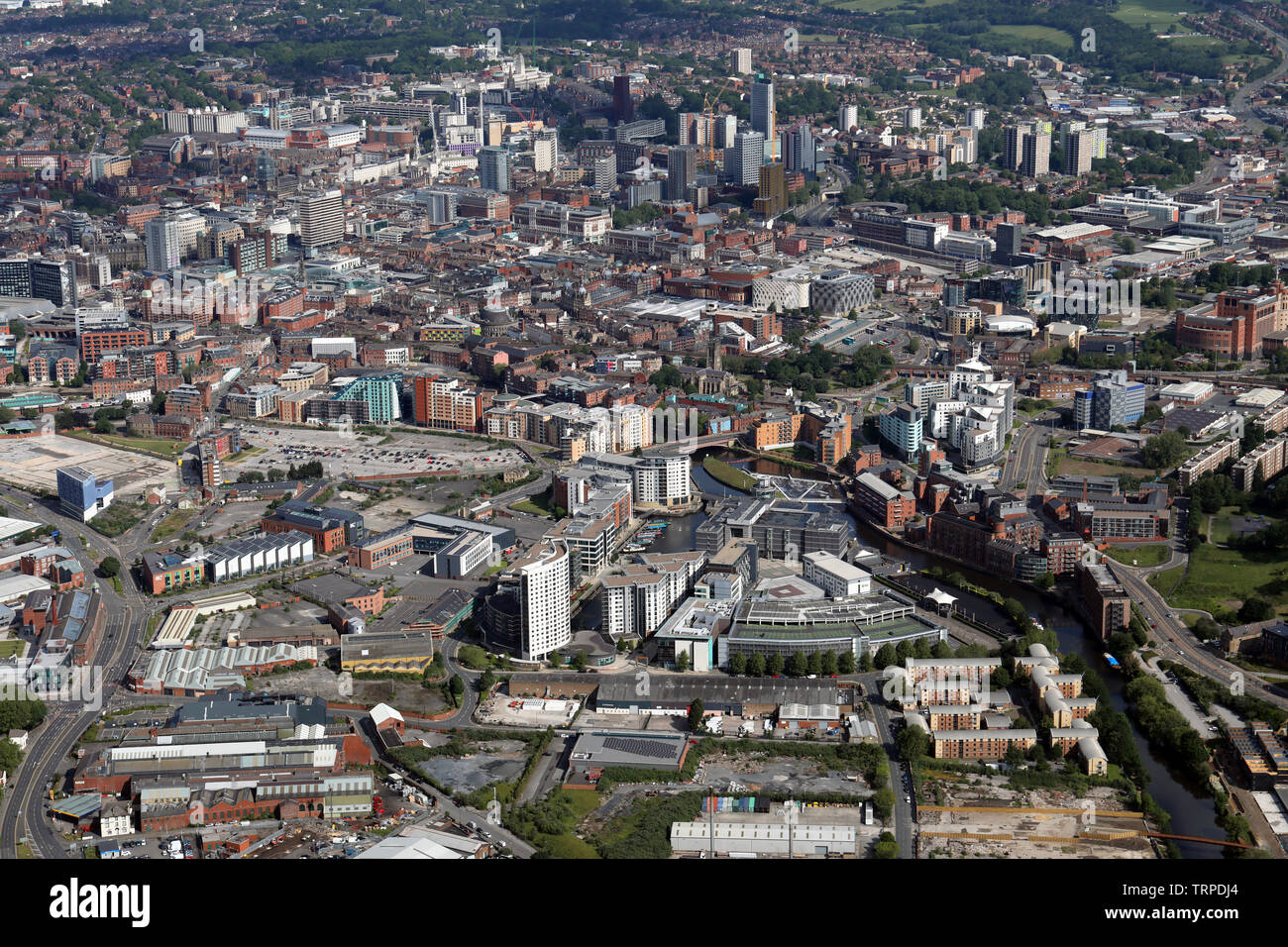 Vista aerea del Leeds area Dock, a sud est del centro della città di Leeds Foto Stock