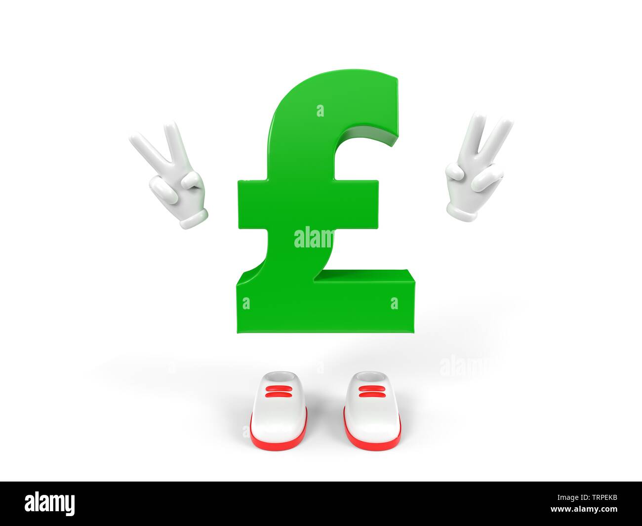 Lira sterlina britannica personaggio su sfondo bianco. Adatto per le finanze, economia e temi di business. 3d illustrazione Foto Stock