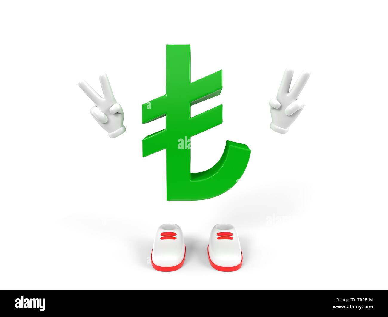 Lira carattere valuta su sfondo bianco. Adatto per le finanze, economia e temi di business. 3d illustrazione Foto Stock