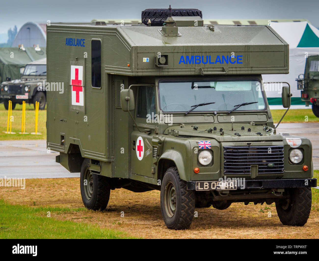 Esercito britannico ambulanza militare costruito su una Land Rover telaio. Foto Stock