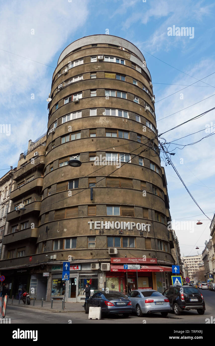 Esempio di architettura comunista, Bucarest, Romania. Foto Stock