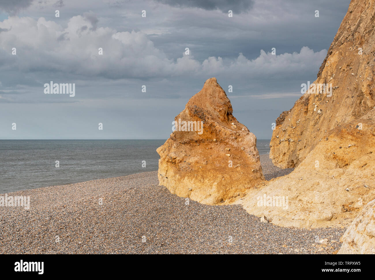 Weybourne scogliere all'ora d'oro, Norfolk Foto Stock